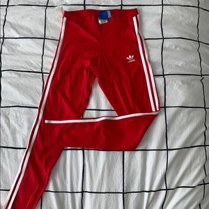 Red adidas leggings